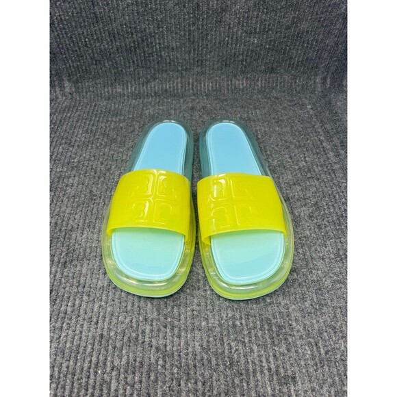 Tory Burch Bubble Jelly Slide Sandals Island Blue Yellow Womens 10 B Rubber Pool - Picture 1 of 6